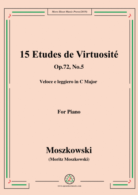 Moszkowski-15 Etudes de Virtuosité,Op.72,No.5,Veloce e leggiero in C Major (arr. MSM)