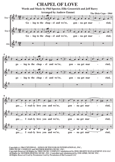 Chapel Of Love (arr. Andrew Emmet)