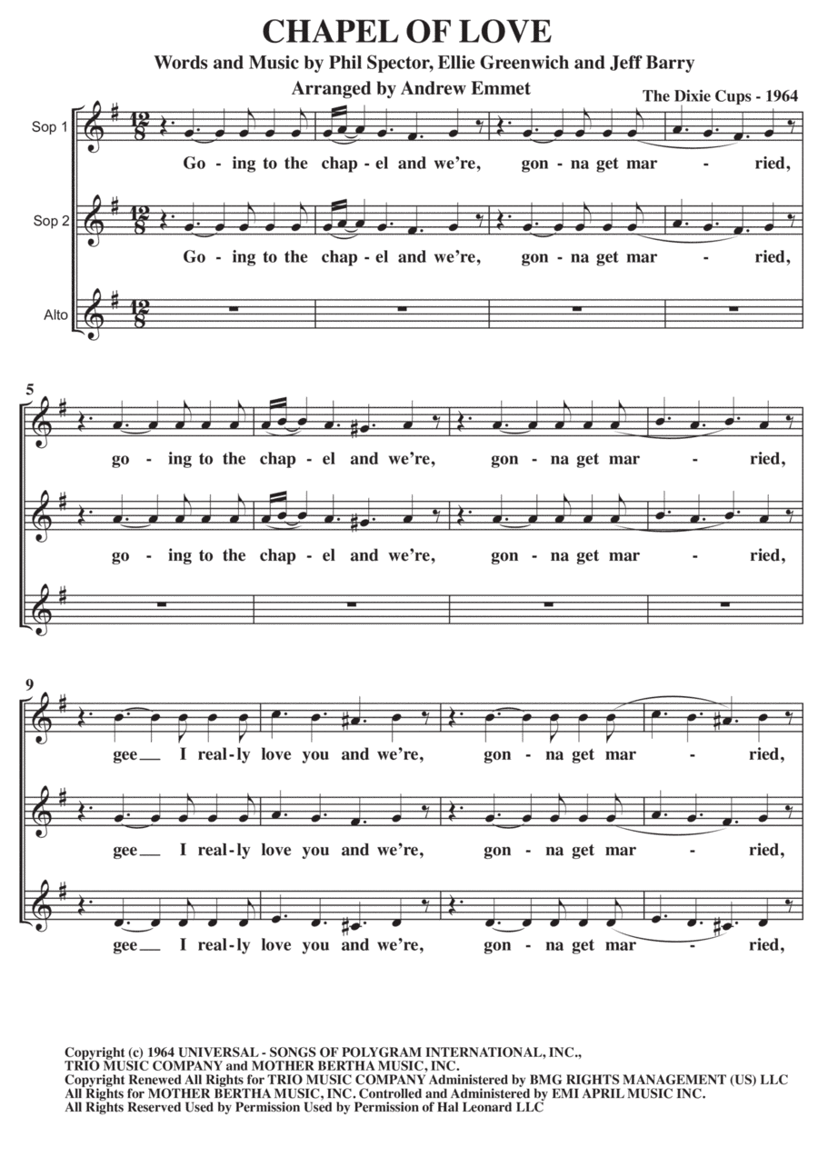 Chapel Of Love (arr. Andrew Emmet)