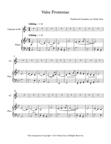 Valse Frontenac (Clarinet and Piano) (arr. Emily Gray)