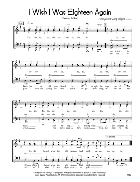 I Wish I Was Eighteen Again (arr. Larry Wright)