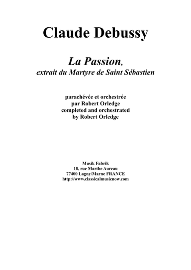 La Passion, from Le Martyr de St. Sébastien for orchestra, score only - Score Only