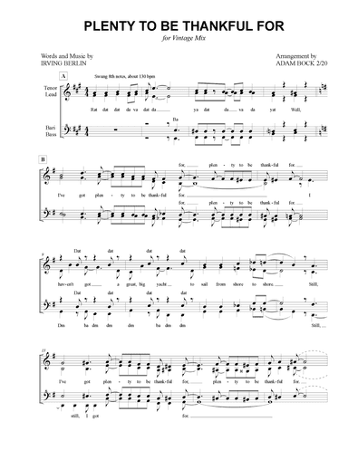Plenty To Be Thankful For (arr. Adam Bock)