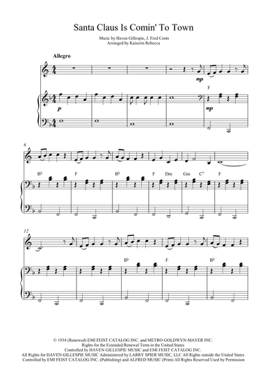 Santa Claus Is Comin' To Town (arr. Kaiserin Rebecca)