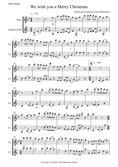 We wish you a Merry Christmas for Flute and Clarinet (arr. David Burndrett)
