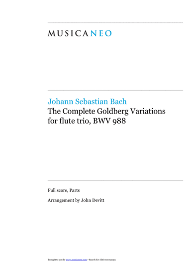 The Complete Goldberg Variations for flute trio (arr. John Devitt)