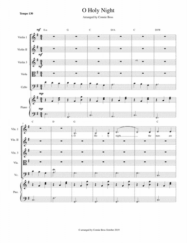 O Holy Night - strings and piano with parts (arr. Connie Boss)