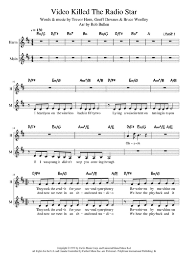 Video Killed The Radio Star (arr. Rob Bullen)