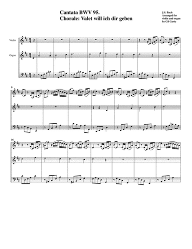 Chorale: Valet will ich dir geben from Cantata BWV 95 (arrangement for violin and organ) (arr. Gil Garty)