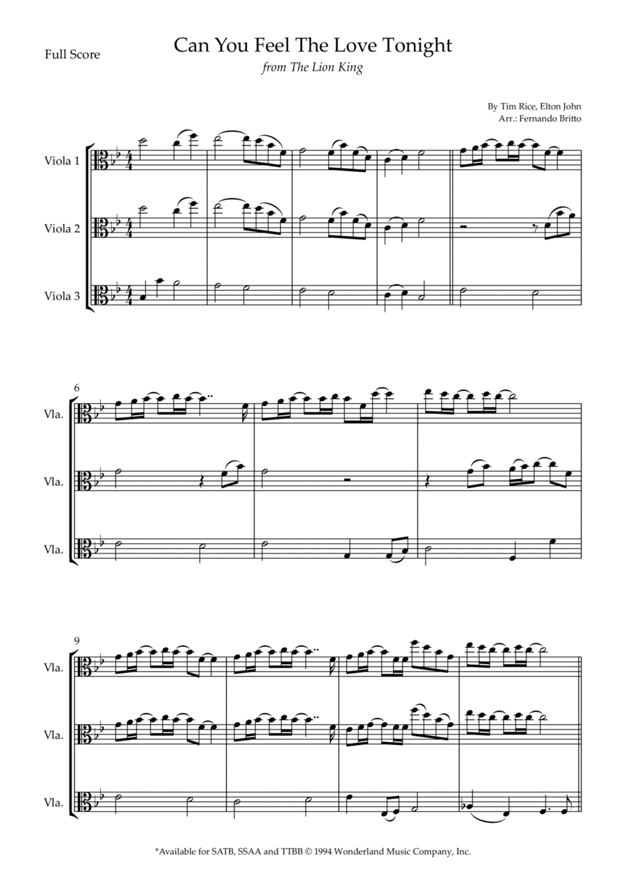 Can You Feel The Love Tonight (arr. Fernando Britto)