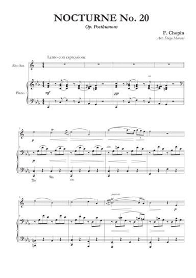 Nocturne No. 20 for Alto Saxophone and Piano (arr. Diego Marani)