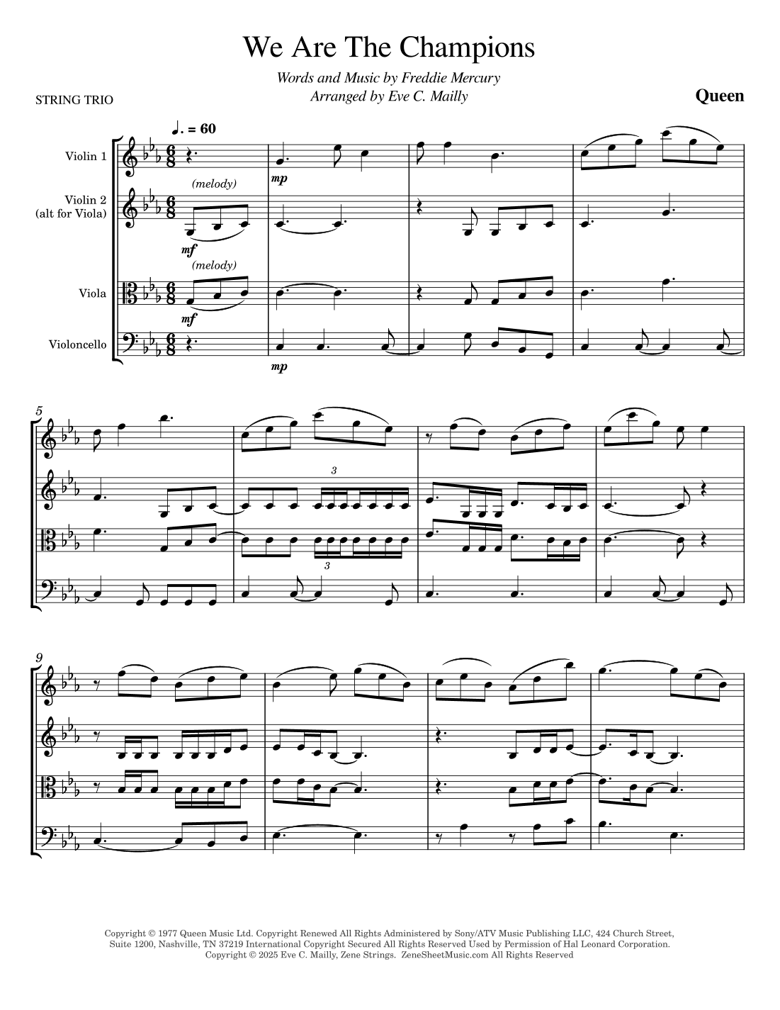 We Are The Champions (arr. Eve C. Mailly - Zene Strings)