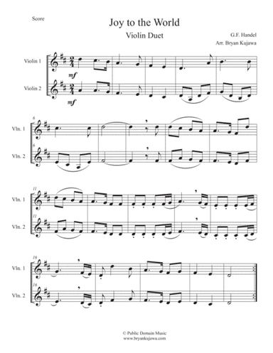 Joy to the World - Violin Duet (arr. Bryan Kujawa)