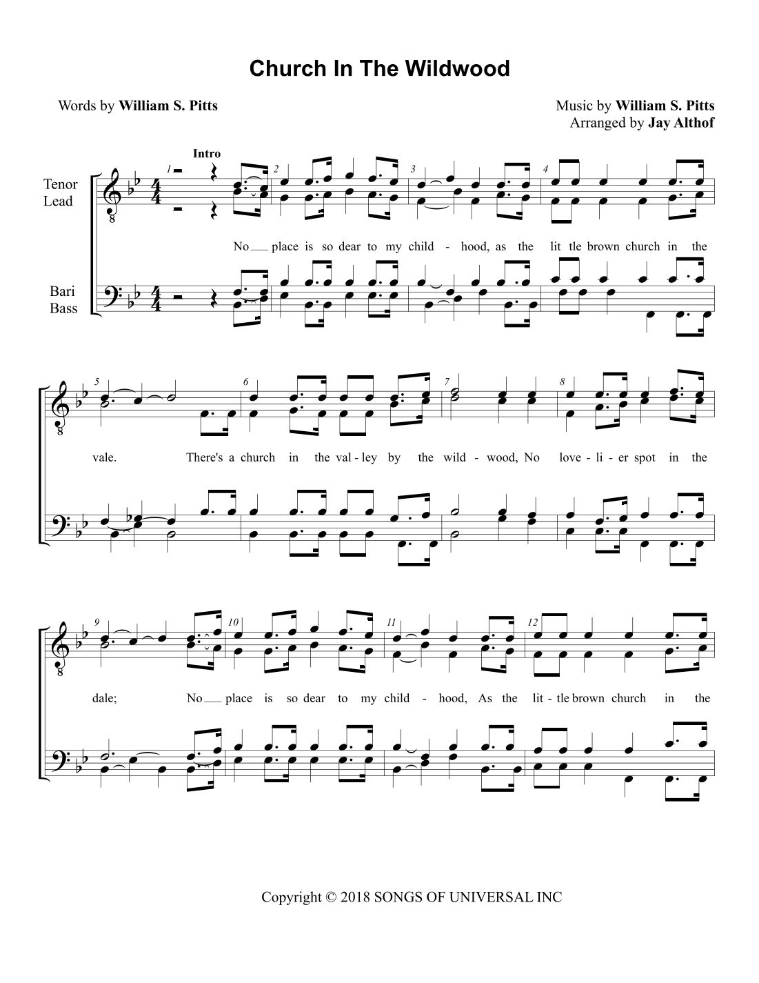 Church In The Wildwood (arr. Jay Althof)