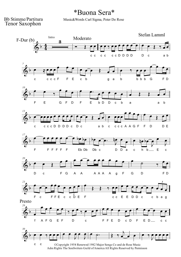 Buona Sera (arr. Stefan Lamml)