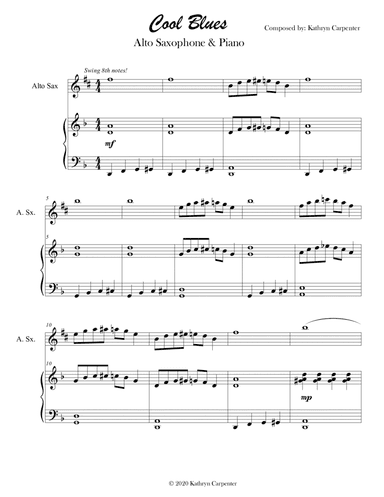 Cool Blues (Alto Saxophone & Piano)