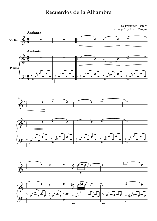 Recuerdos de la Alhambra (Memories of the Alhambra) (arr. Pietro Prugna)