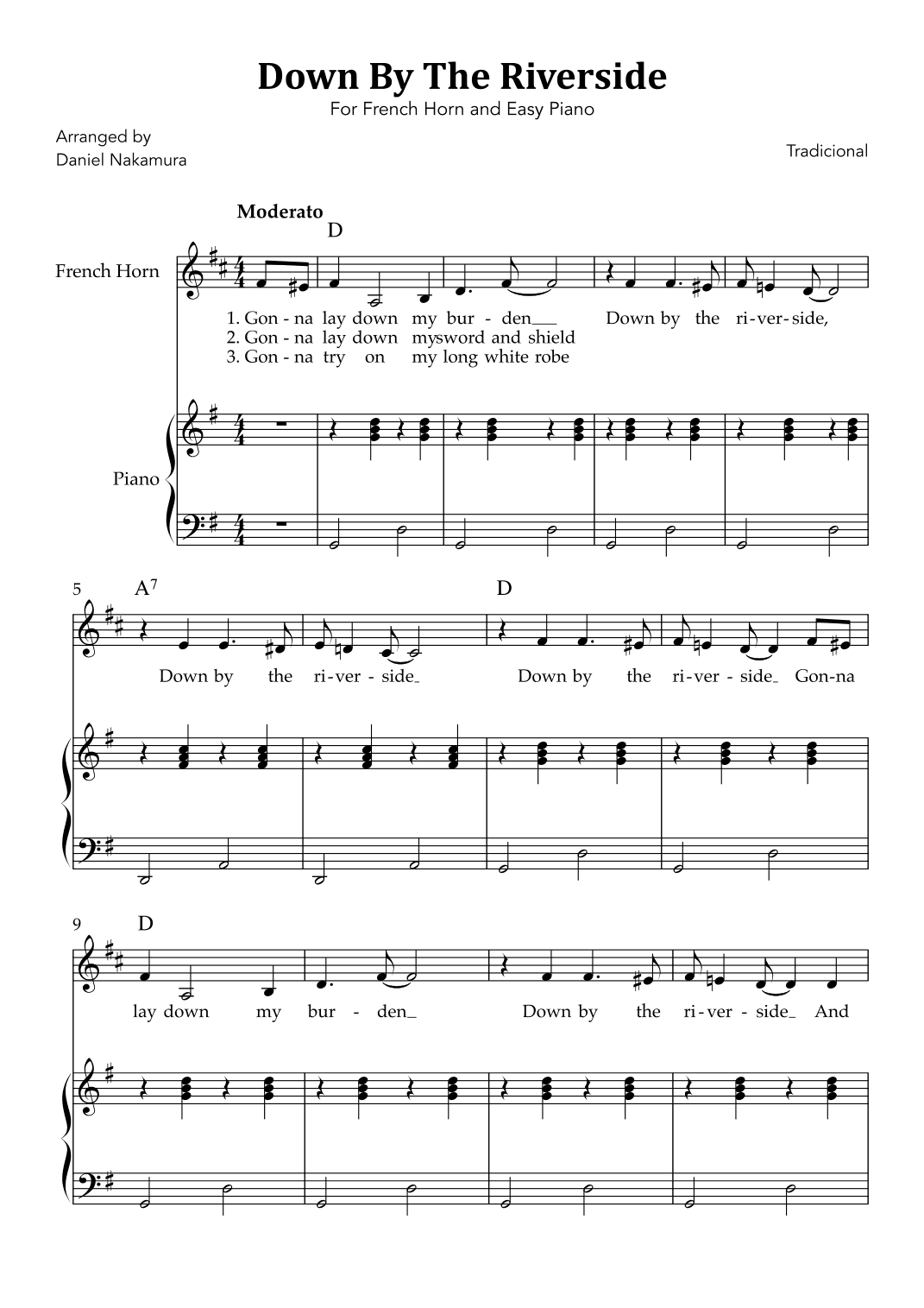Down By The Riverside (For French Horn and Easy Piano) (arr. Daniel Nakamura)