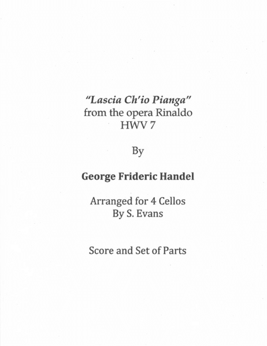 Lascia ch'io pianga for Cello Quartet (arr. S. Evans)