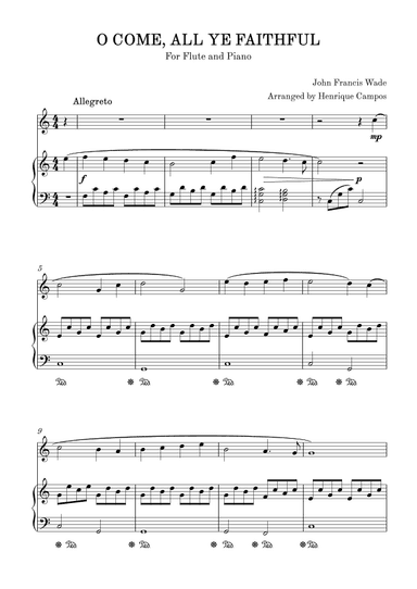 O come, all ye faithful for flute and piano (arr. Henrique Campos)