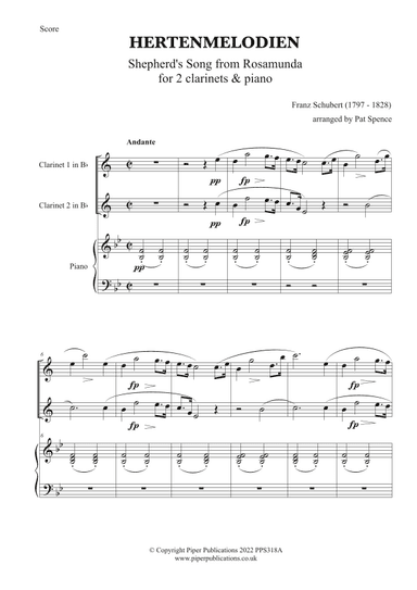 SHEPHERD'S SONG for 2 clarinets & piano (arr. Pat Spence)
