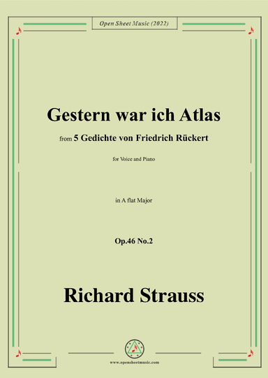 Richard Strauss-Gestern war ich Atlas,in A flat Major,Op.46 No.2 (arr. OSM Press)