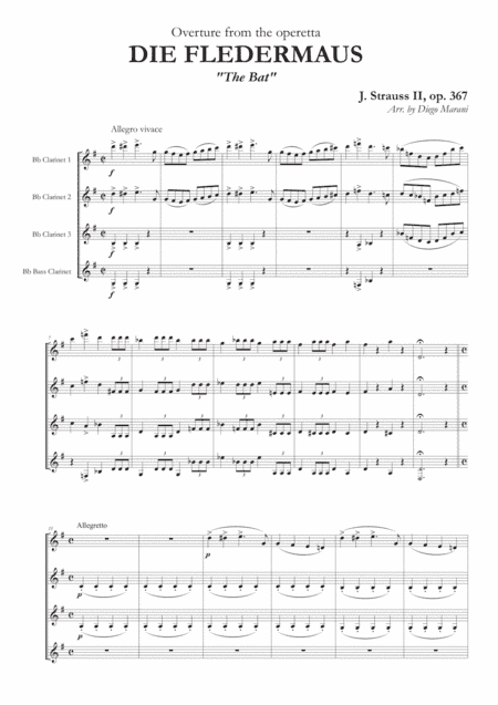 Overture from "The Bat" for Clarinet Quartet (arr. Diego Marani)