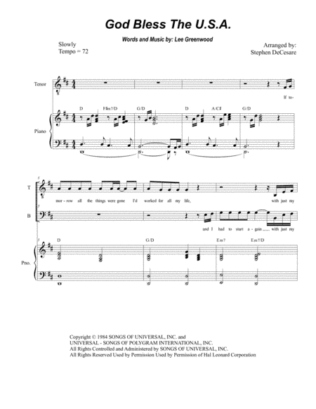 God Bless The U.S.A. (arr. Stephen DeCesare)