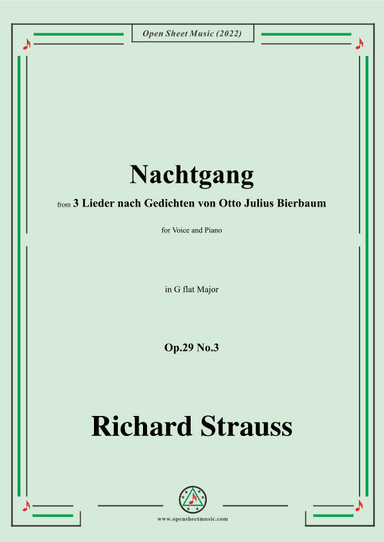 Richard Strauss-Nachtgang,in G flat Major,Op.29 No.3 (arr. OSM Press)