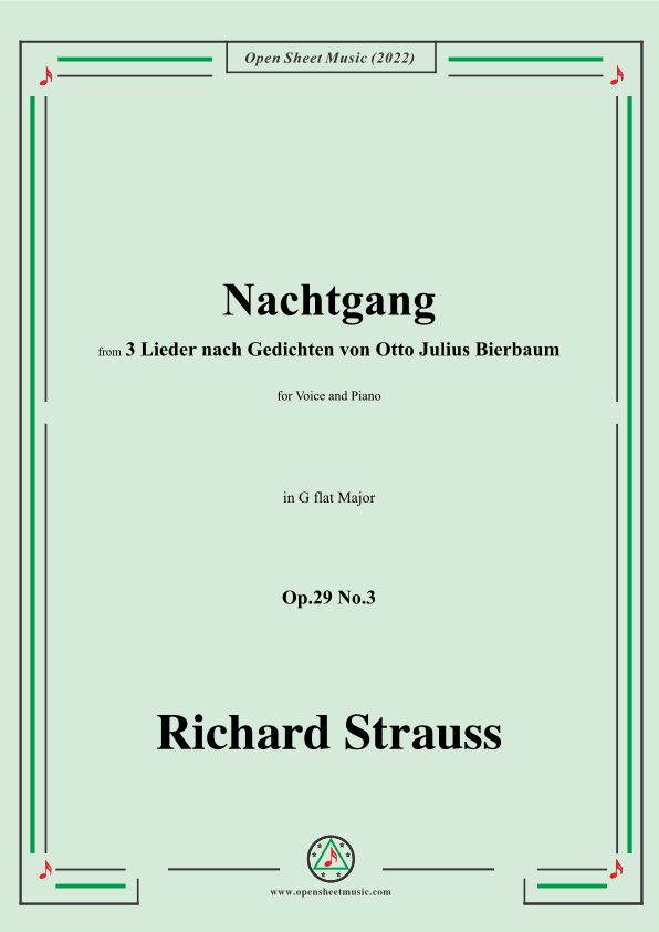 Richard Strauss-Nachtgang,in G flat Major,Op.29 No.3 (arr. OSM Press)