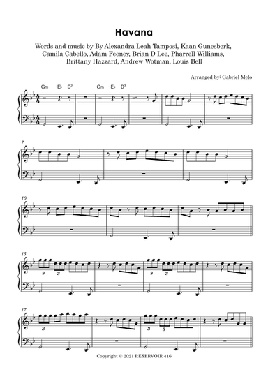 Havana (no Rap Version) (arr. Gabriel Melo)