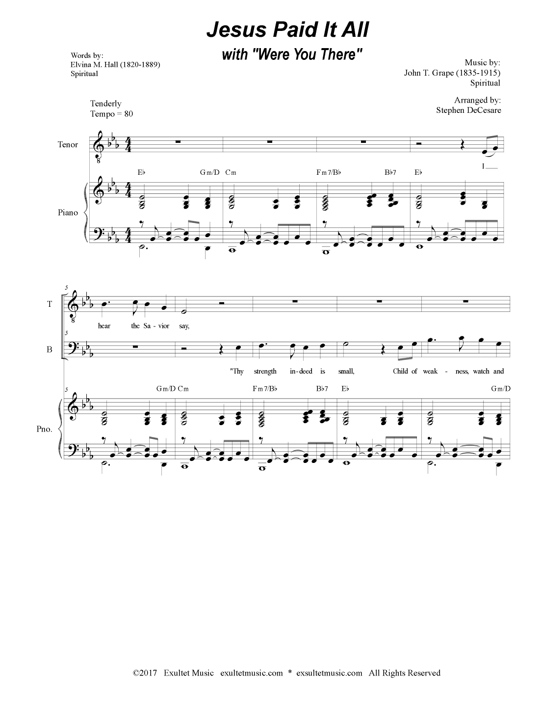 Jesus Paid It All (with "Were You There") (2-part choir - (TB) (arr. Stephen DeCesare)