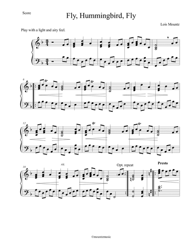 Fly, Hummingbird, Fly for Piano