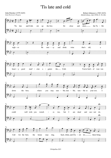 'Tis late and cold (arr. Early Music Scores)