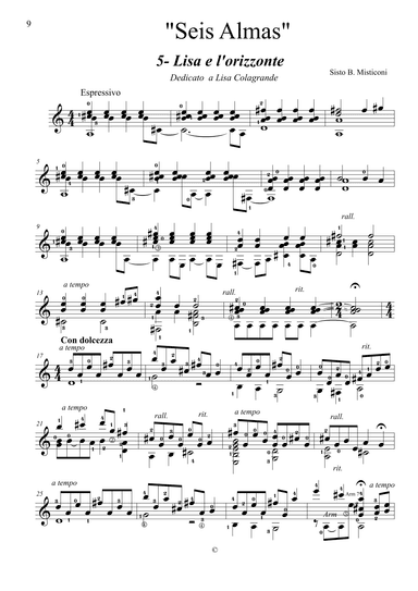 "Seis Almas" 6 brani per chitarra 5- Lisa e l'orizzonte