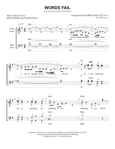 Words Fail (arr. Greg Mallett)