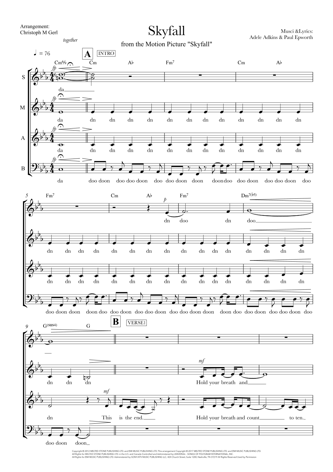 Skyfall (arr. Christoph M Gerl)