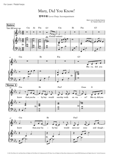 Mary, Did You Know? (arr. Yeelam (Elam) LAI)