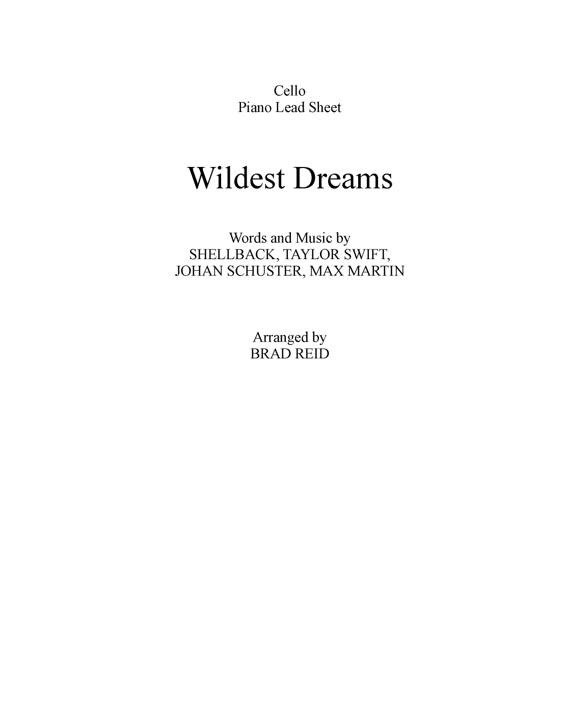 Wildest Dreams (arr. Brad Reid)
