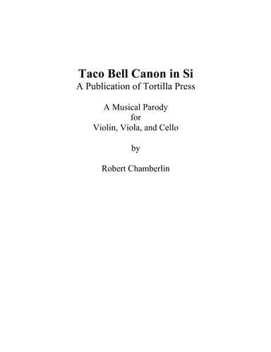 Taco Bell Canon in Si (arr. Robert Chamberlin)
