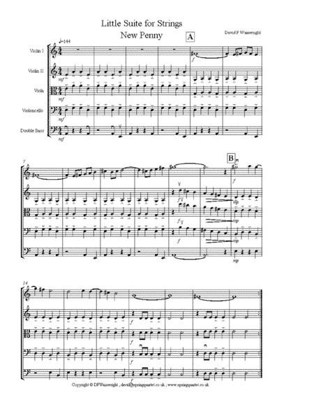Little Suite for Strings, score and parts with rehearsal letters