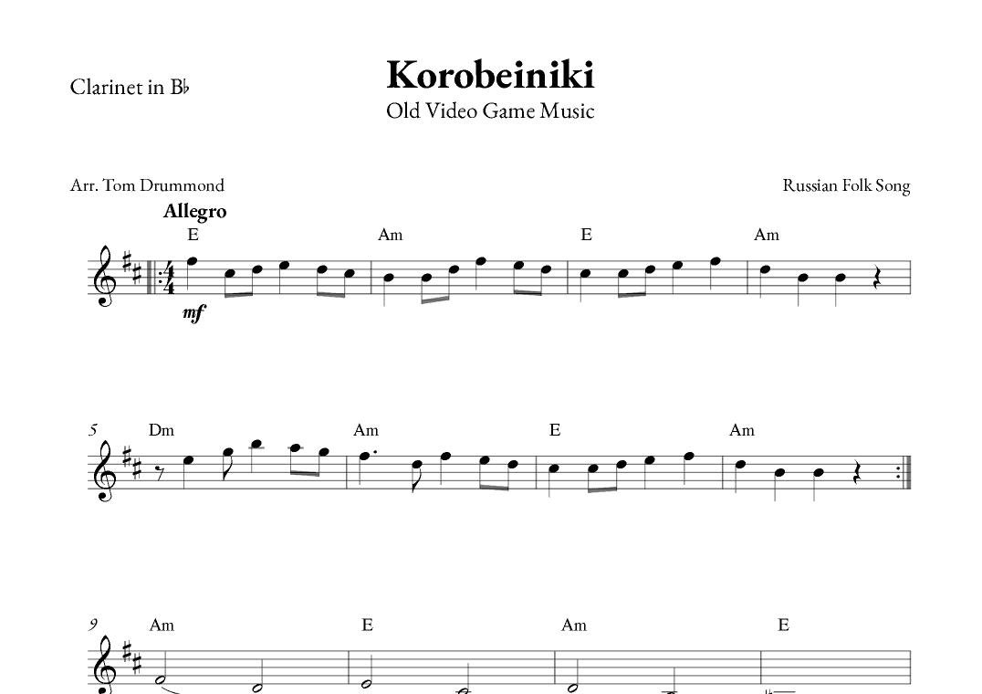 Korobeiniki (arr. Tom Drummond)