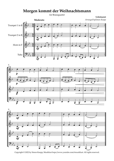 Tomorrow Santa Claus is Coming (Morgen kommt der Weihnachtsmann - German Christmas Song) (arr. Simon Koepp)