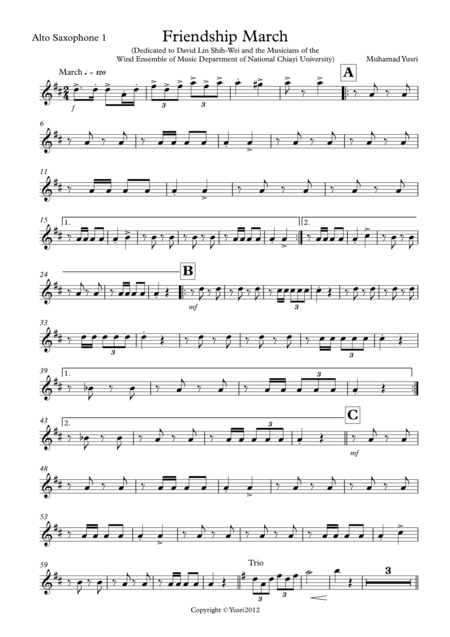 Friendship March (Alto Saxophone 1 Part)