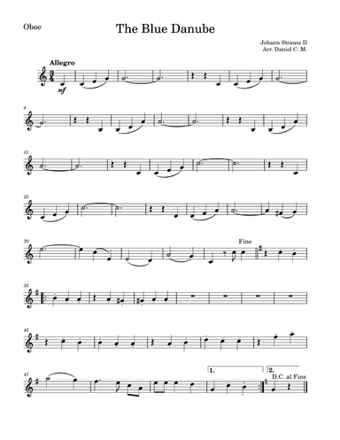 The Blue Danube for oboe (easy) (arr. Daniel C. M.)