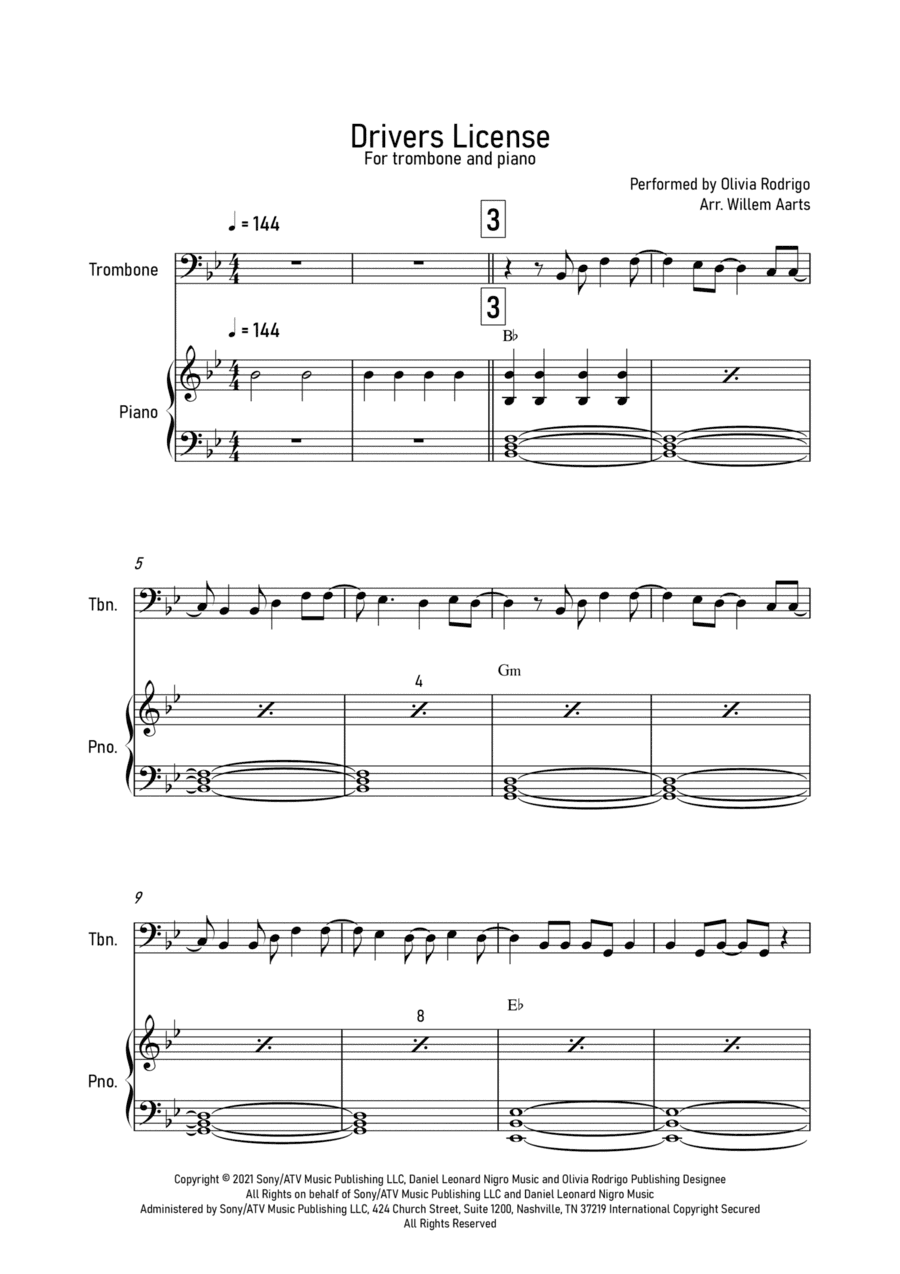 Drivers License (arr. Willem Aarts)