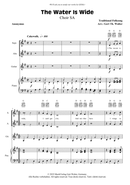 The Water Is Wide (arr. Gert Th. Walter)