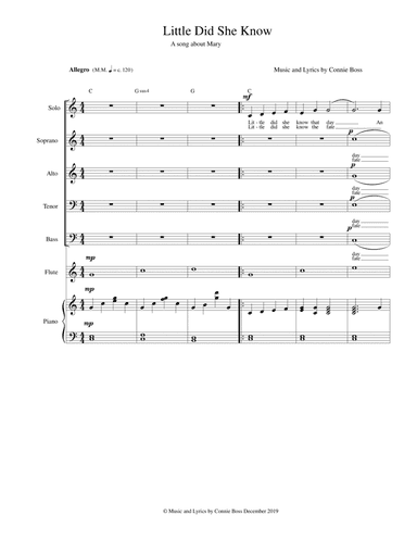 Little Did She Know - SATB with optional instruments and piano