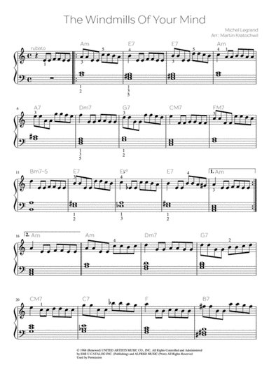 The Windmills Of Your Mind (arr. Martin Kratochwil)
