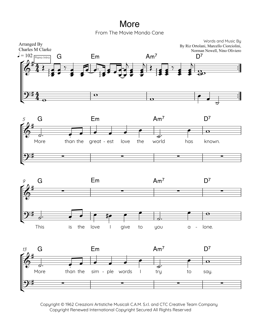 More (ti Guarderò Nel Cuore) (arr. Charles M Clarke)